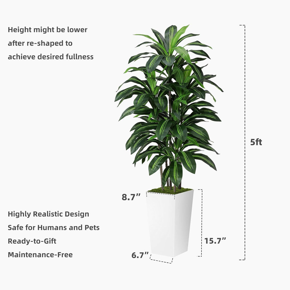 astidy artificial plant 5ft dracaena fake tree with, package contents