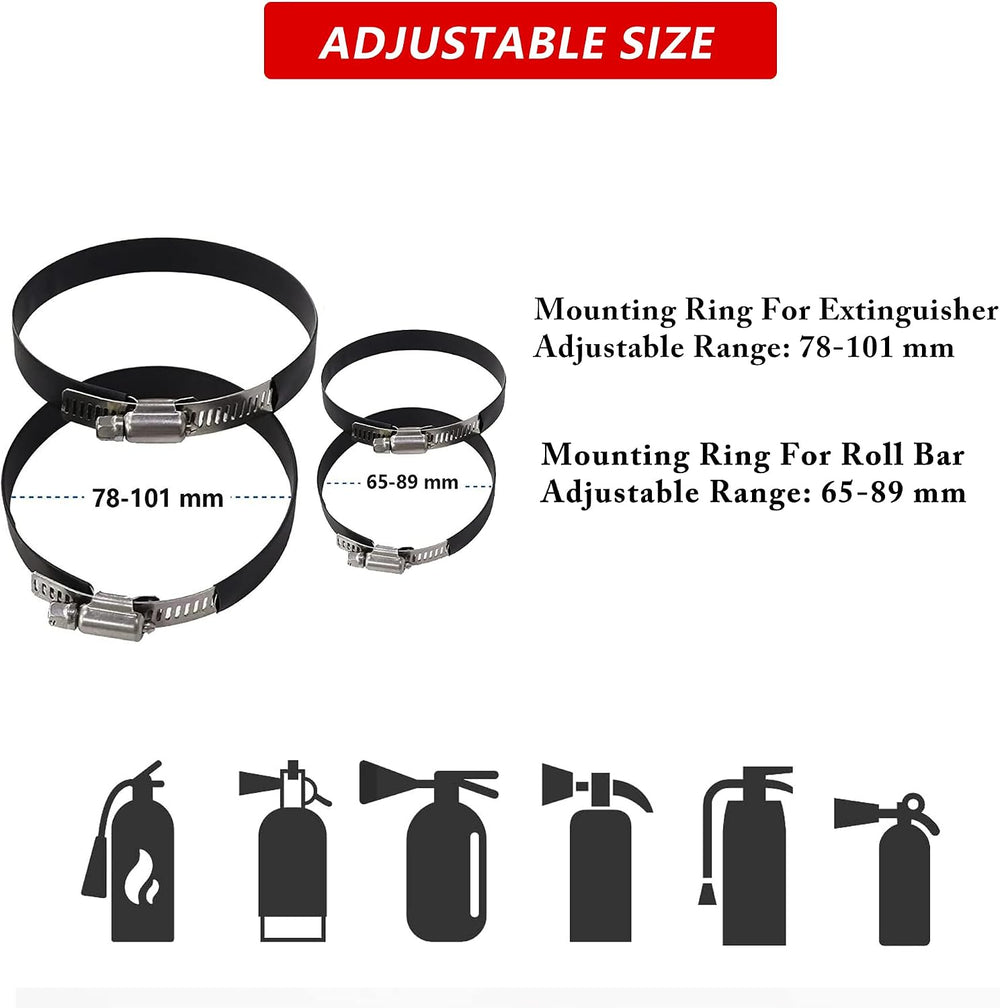 Quick Release Fire Extinguisher Mount - Aluminum Adjustable UTV Roll Bar Fire...