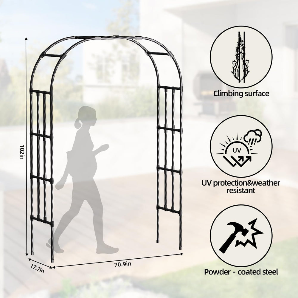 Metal Garden Arch Trellis 6.9 Ft for Climbing Plants Outdoor