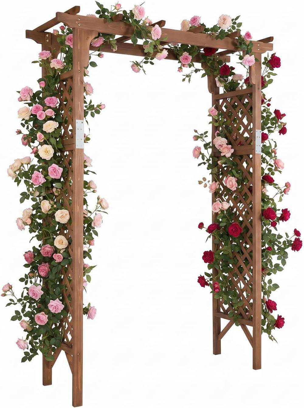 VINGLI Wood Garden Arbor, 85in Wedding Arch Garden Trellis for Plant Climbing...