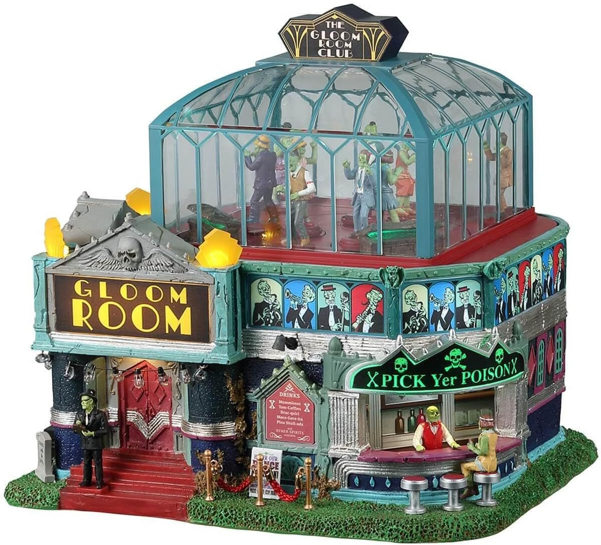 Lemax The Gloom Room Club Animated Lit Building, #25847, Porcelain