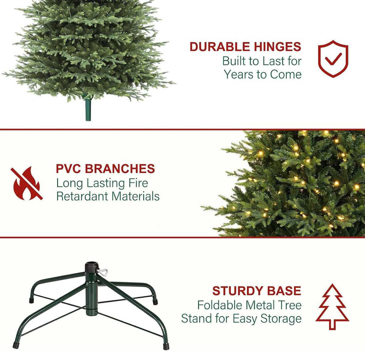 Hykolity 9 ft Prelit Artificial Christmas Tree with 600 Warm White LEDs