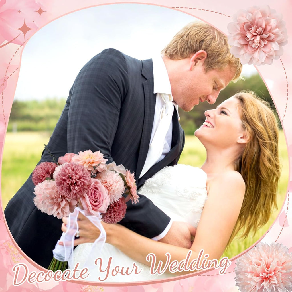 Suncalla 98pcs Artificial Flowers with Stems, Pink Color