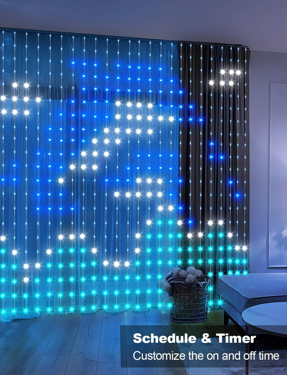 echosari 400 LED Smart Curtain Lights Plug in with App Programmable