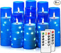 Flickering Flameless LED Candles,Battery Operated Candles 9 Pcs with Embedded Star String,Acrylic LED Pillar Candles with Remote,Suitable for Home Decoration to Create an Atmosphere (Blue)