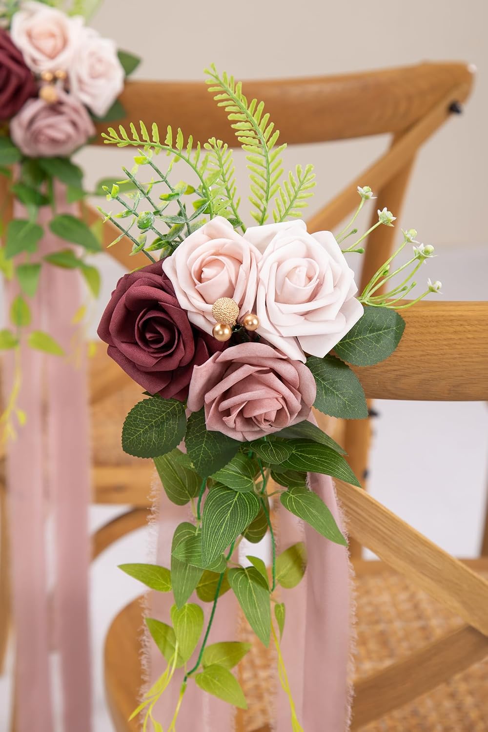 DORIS HOME Wedding Aisle Decorations Mauve Pew Flowers Set of 10