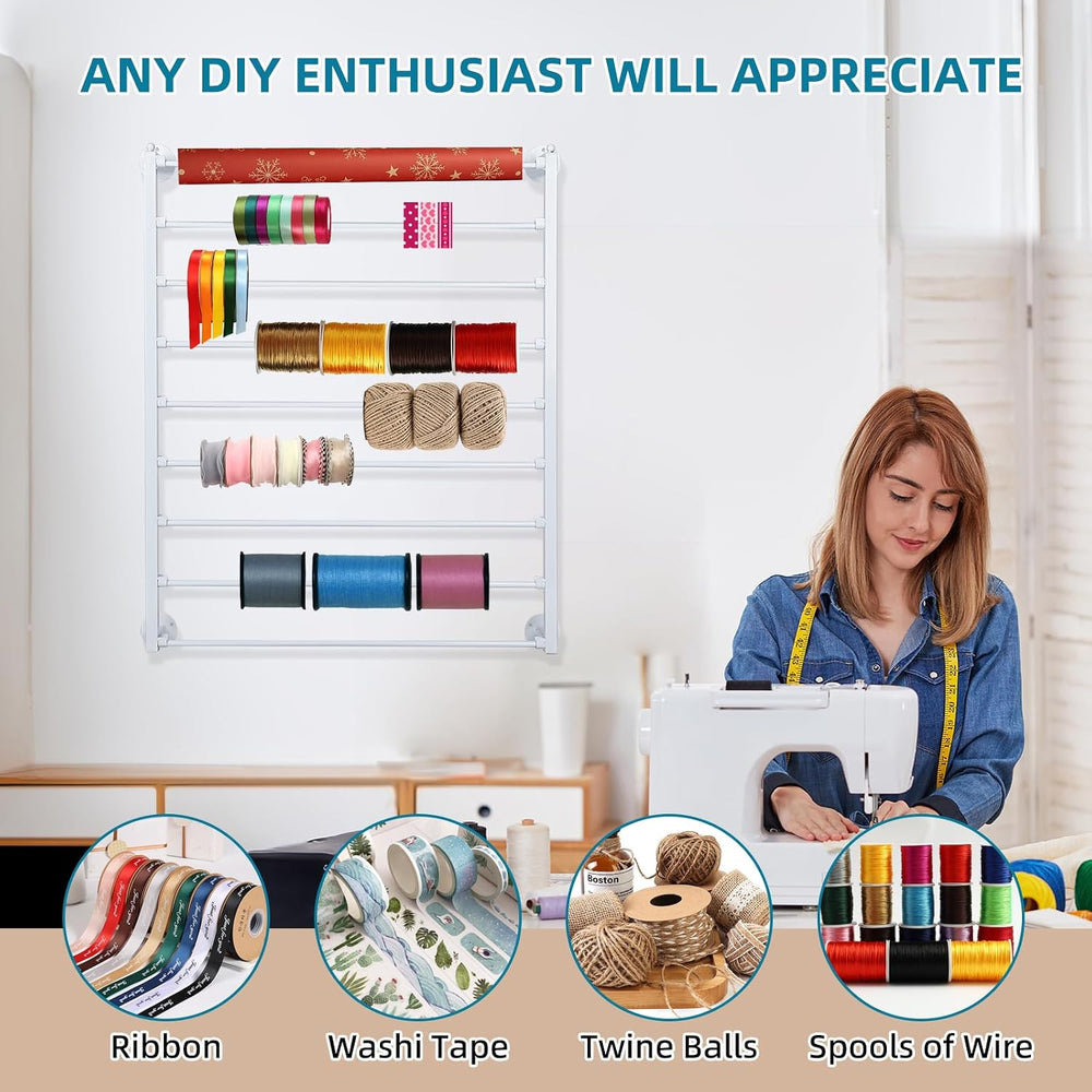 9 Tier Ribbon Storage Organizer, Wall Mounted Ribbon Holder,