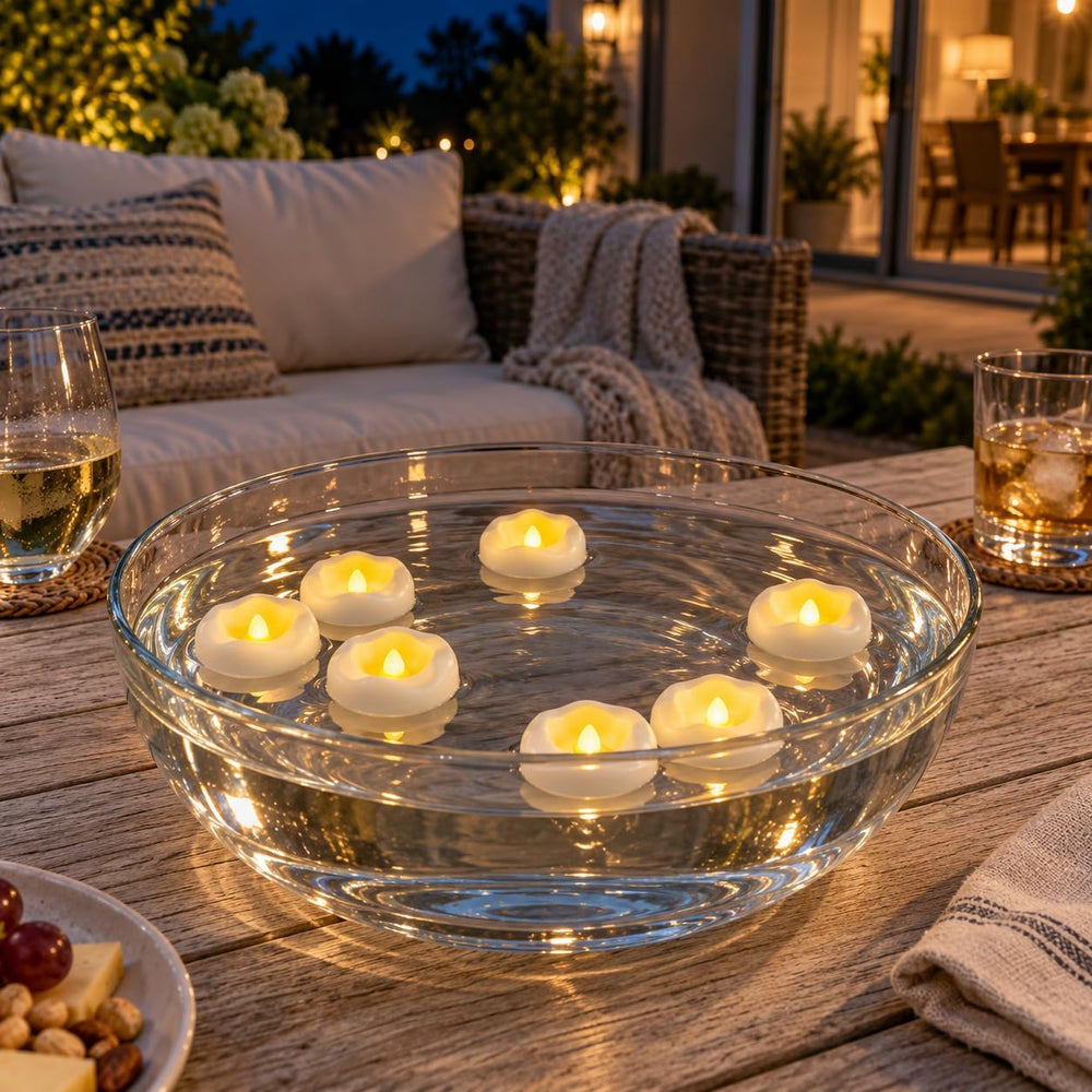 36 x 2”Floating Candle, 200 Hour Water Activated Warm White Battery Powered F...