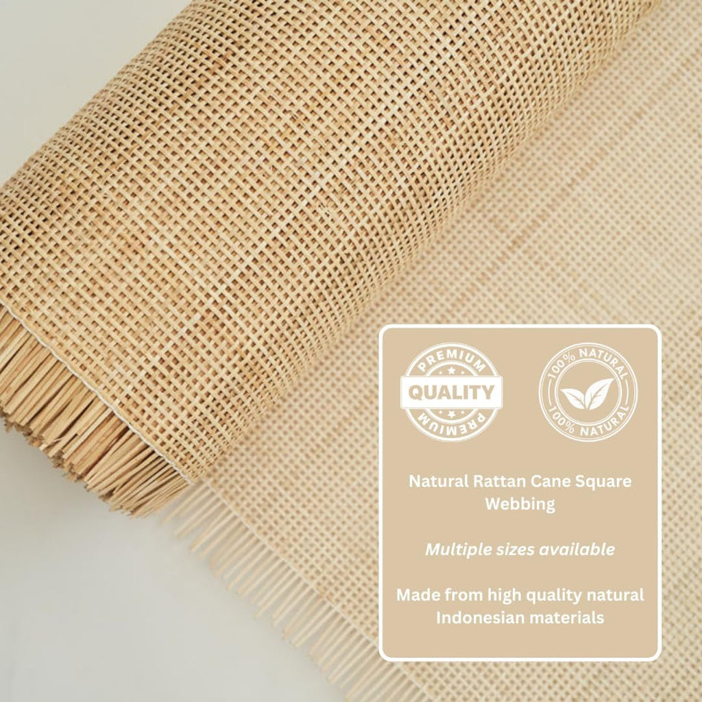 rattan cane webbing roll 24" x 24” square shown in use