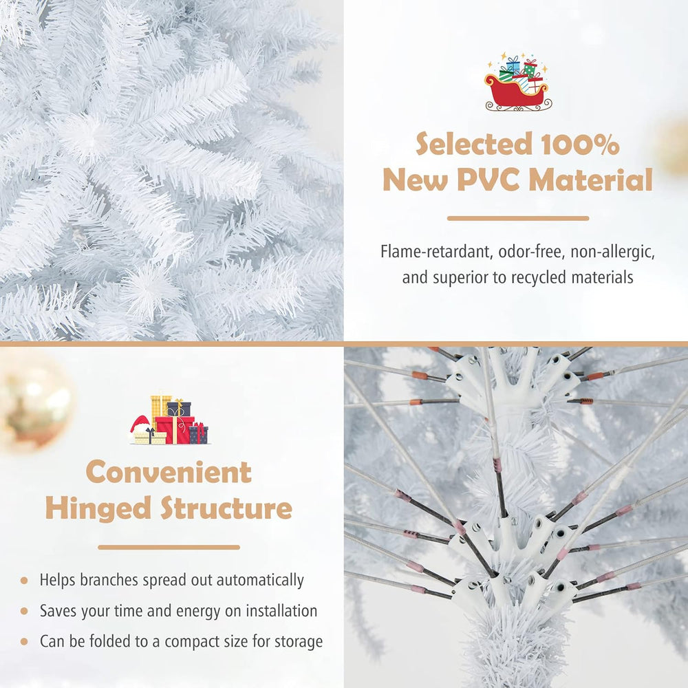 GOFLAME 9FT White Christmas Tree, Artificial Hinged Christmas Tree with 2132 ...