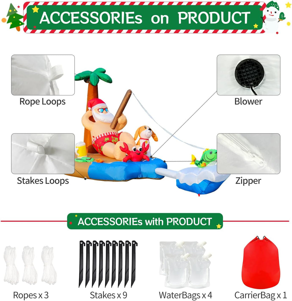 domkom 10ft christmas inflatable blow up decorations, santa on a desk or shelf