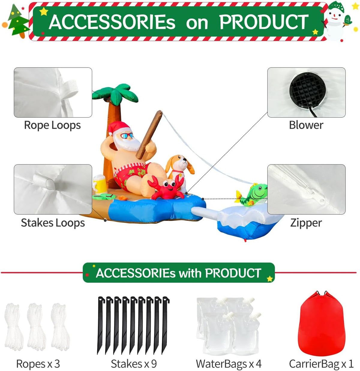 domkom 10ft christmas inflatable blow up decorations, santa on a desk or shelf