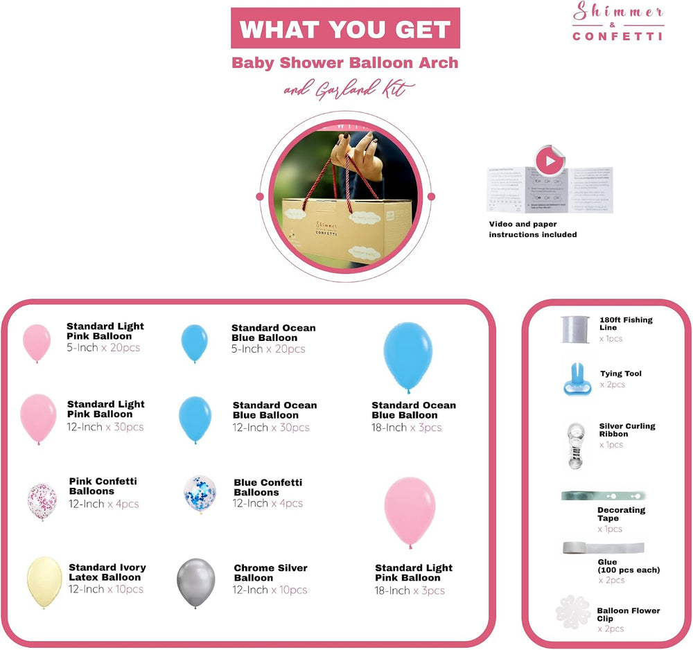 SHIMMER & CONFETTI DIY Balloon Garland and Arch Kit for Gender Reveal, We...