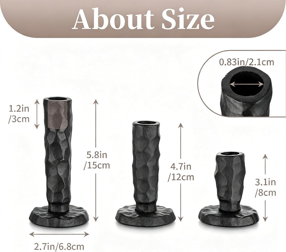 Sziqiqi Black Iron Candlstick Holders: Cast Iron Taper Candle Holder