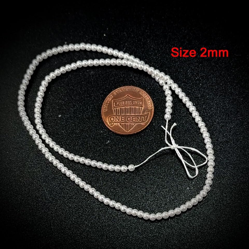 Czech Round Glass Imitation Pearls, 1800pcs (12x150pcs) of Tiny 2mm White Pea...