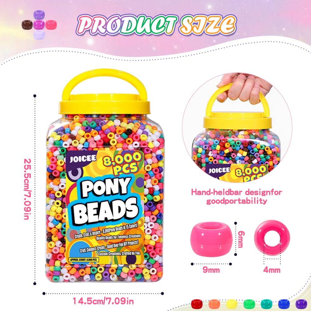 joicee 8000pcs pony beads bulk for bracelets kandi, side view