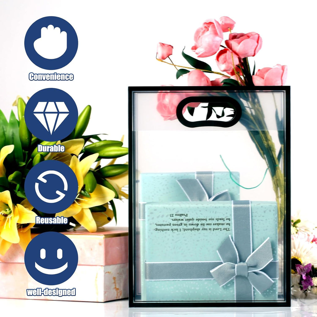 gawbyet 24 pcs clear plastic gift bags with showing dimensions