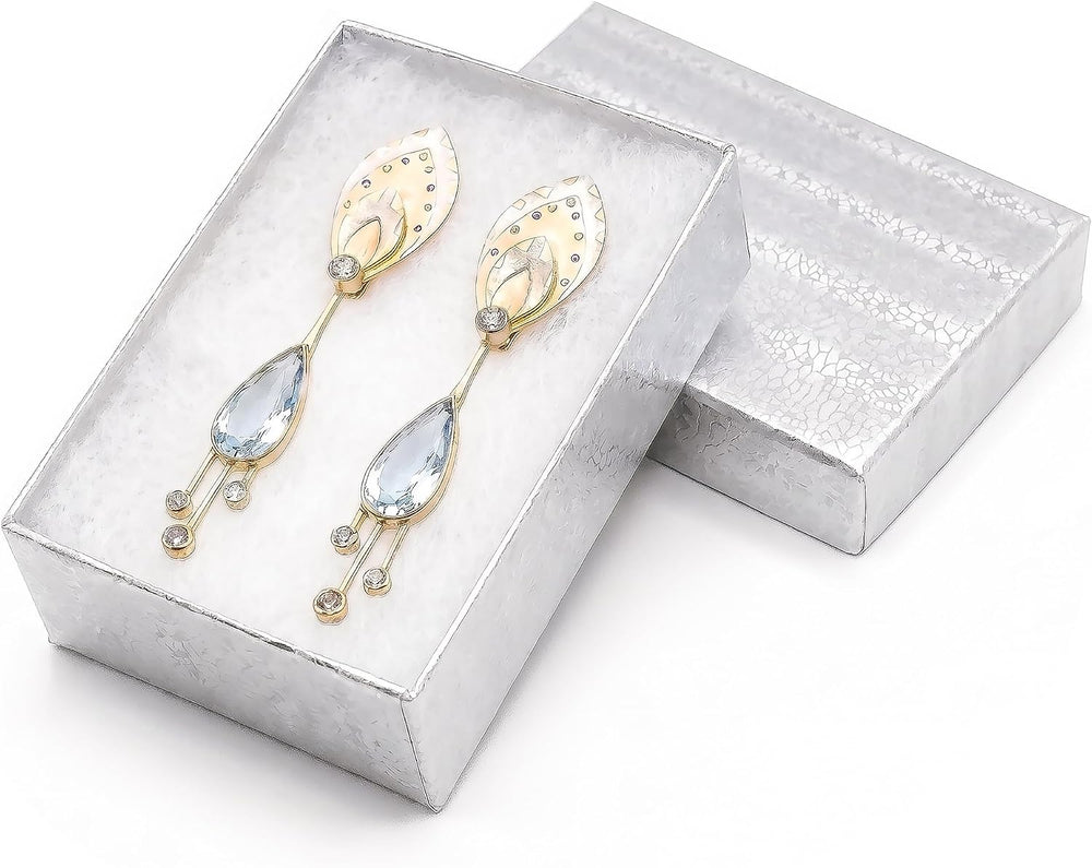TheDisplayGuys 100 Cardboard Jewelry Gift Boxes with Inserts - Silver Foil