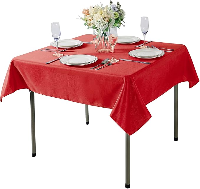 Cupuamon Square Tablecloth 70x70 inch Washable Polyester Fabric Table Cloth for Wedding Party Dining Banquet Decoration（70x70,Red）