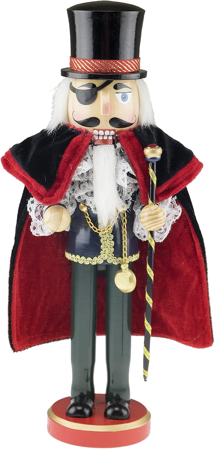 Clever Creations Herr Drosselmeier 14 Inch Traditional Wooden Nutcracker, Festive Christmas Décor for Shelves and Tables