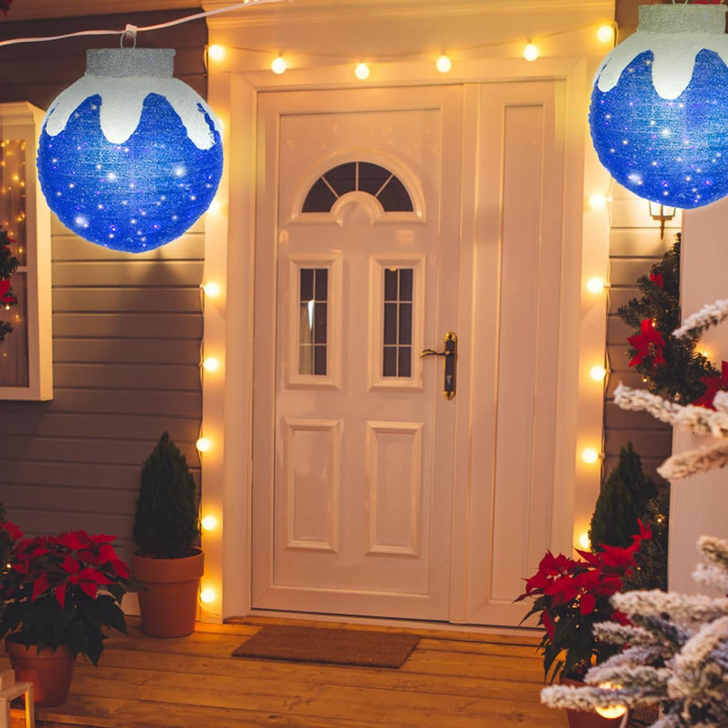 outdoor christmas ornaments, lighted pop-up holiday ball decoration, package contents
