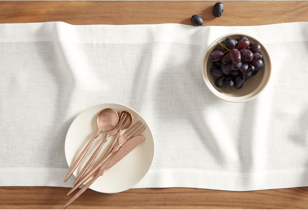 Solino Home 100% Pure Linen White Table Runner 72 Inches Long, 14 x 72 in