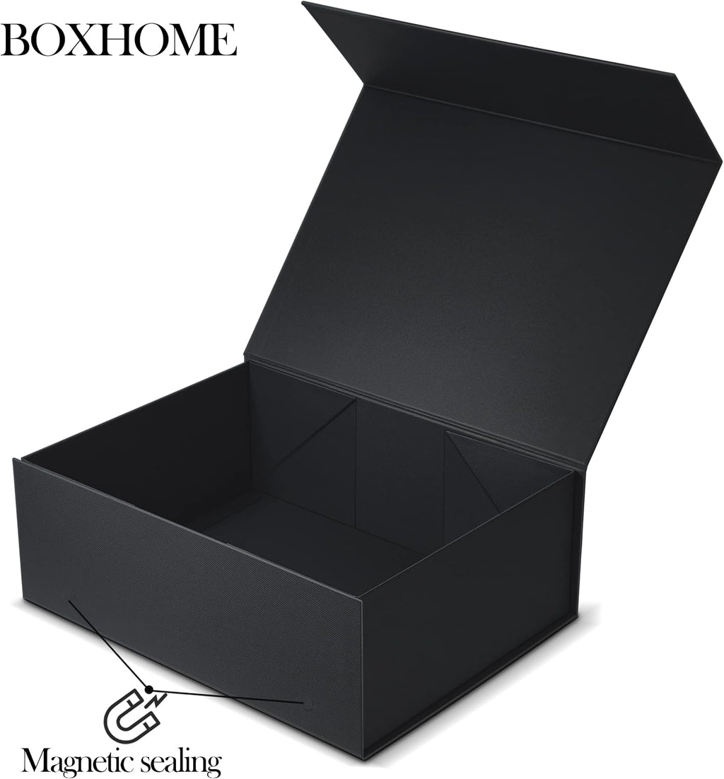 boxhome 5 pack large black gift boxes, magnetic shown in use