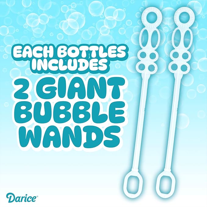 Darice Bubble Solution 4 Pack (256oz) Refill for Bubble Machines & Blowers - Easter, Weddings, Birthdays, Outdoor - 8 Big Bubble Wands Included - Non-Toxic Safe for Toddlers & Kids
