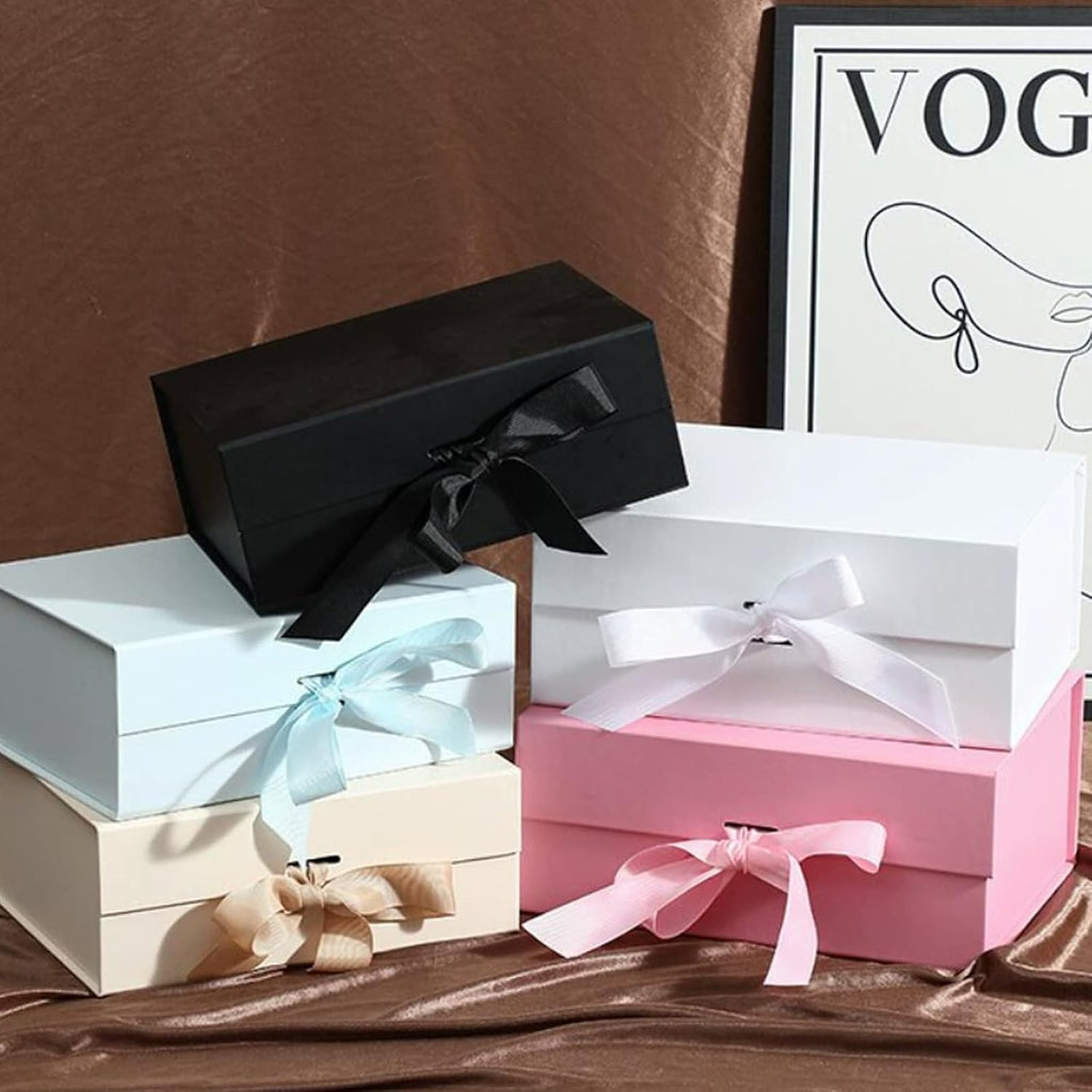 magnetic gift box l8.7*w6.5*h3.5inch ribbon foldable gift packaging showing dimensions