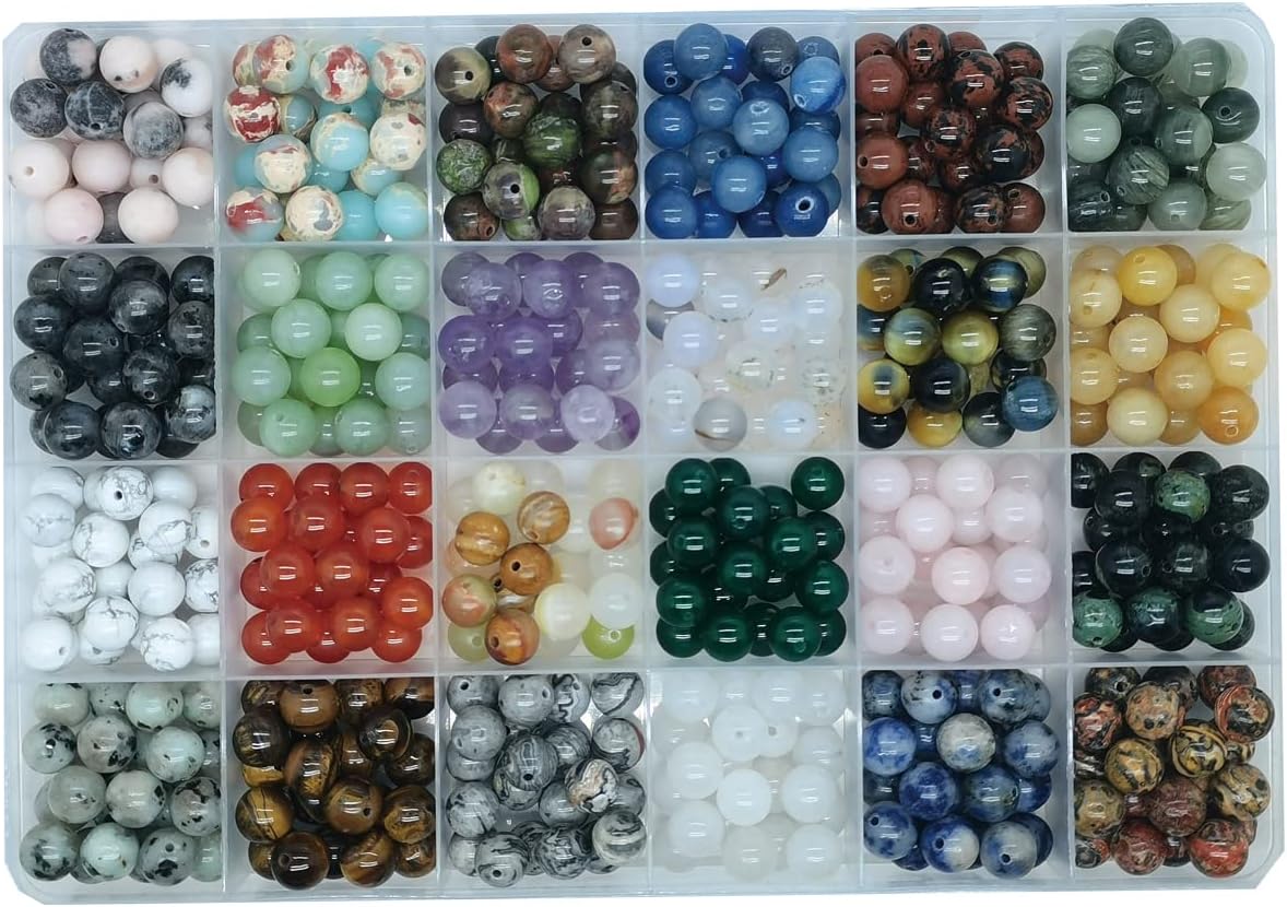 8mm natural round stone beads gemstone beading hole shown in use