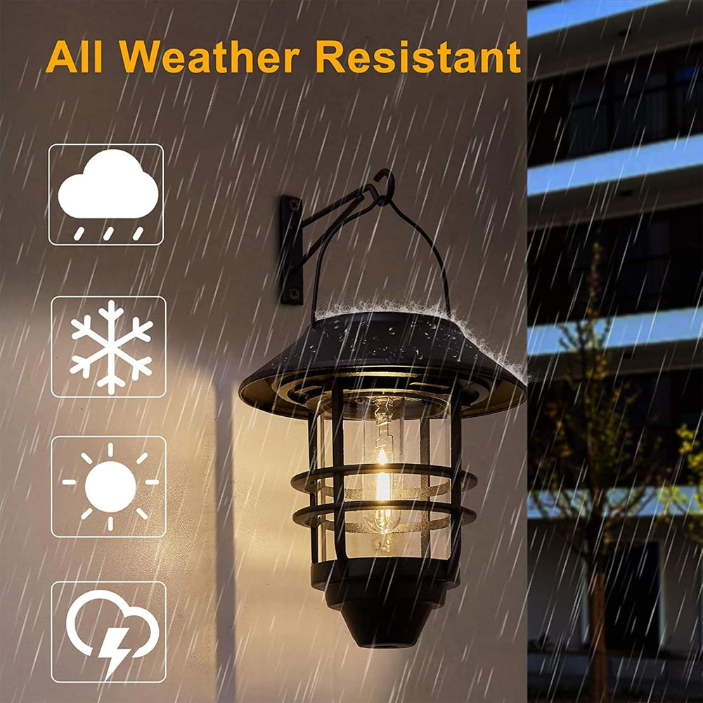 2 Pack Solar Lanterns Outdoor, Hanging Solar Lights for Outside Glass Metal w...