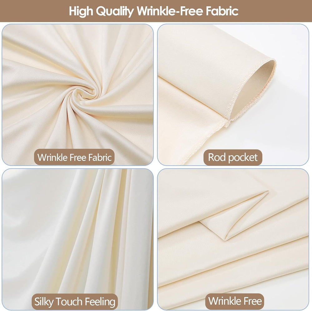 20x10ft Wrinkle Free Ivory Backdrop Curtain for Parties Soft Fabric Drapes We...