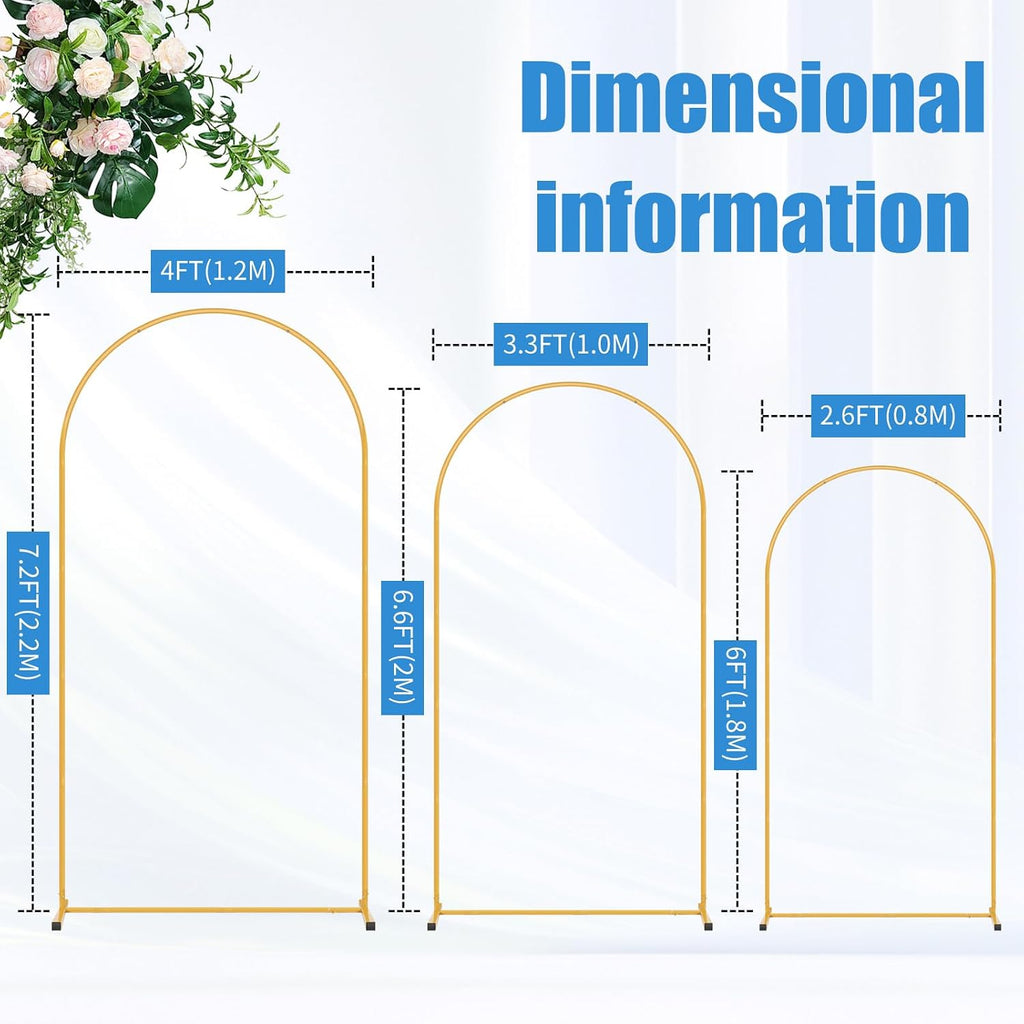 Metal Arch Backdrop Stand Set of 2(7.2/6FT), Decorative Backdrop Arch Stand