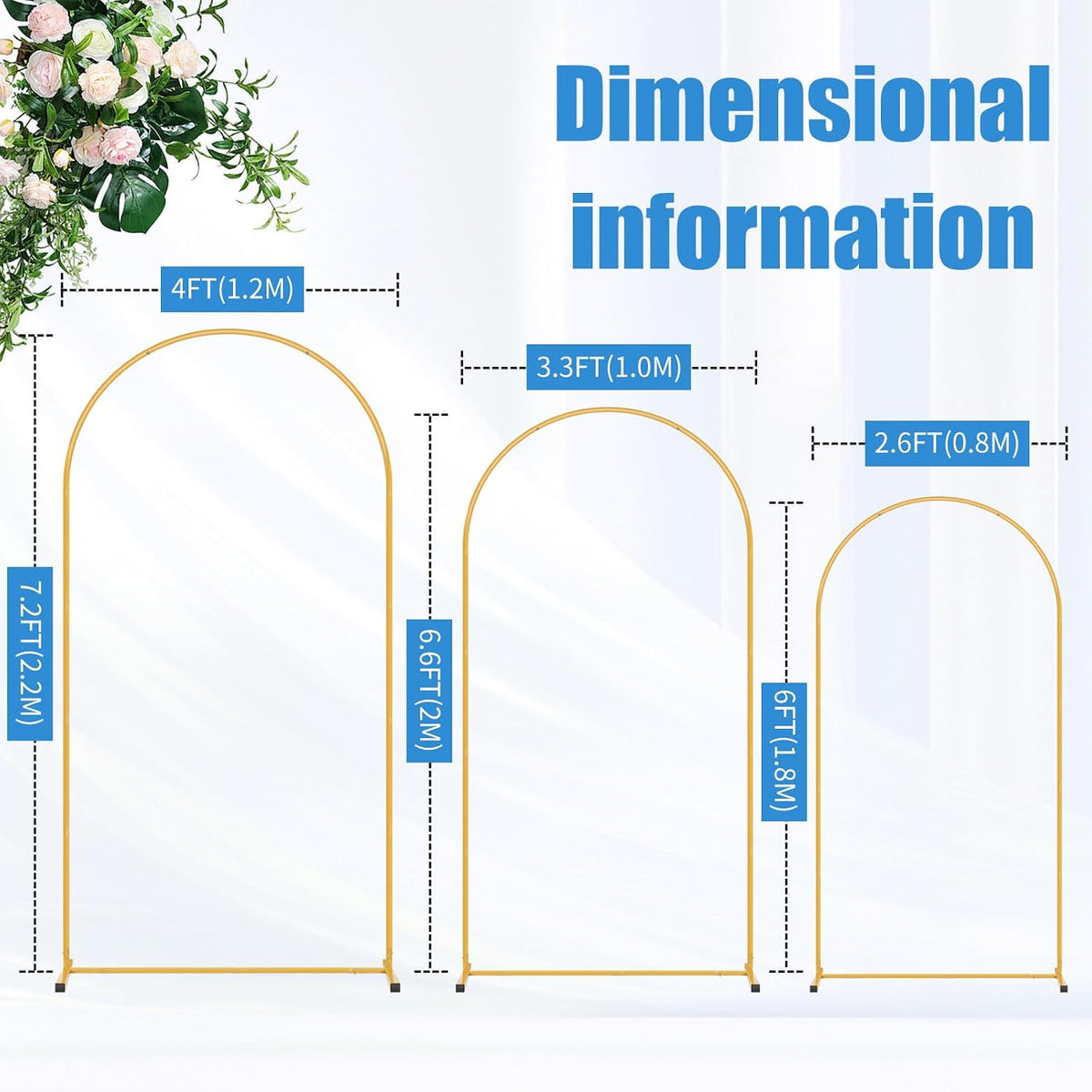 Metal Arch Backdrop Stand Set of 2(7.2/6FT), Decorative Backdrop Arch Stand