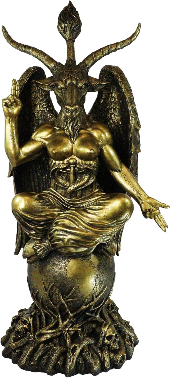 Ebros Gold Tone 3 Feet Large Oversized Sabbatic Goat Baphomet Statue Goat of Mendes Occultic Idol Sigil Sculptural Wonder