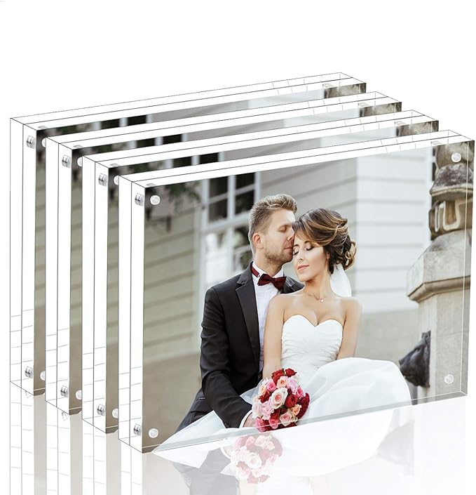 Magicool Premium Acrylic Photo Frame- Magnet Photo Frame -Double Sied Thick Desktop Frames (4x6 4 pack)