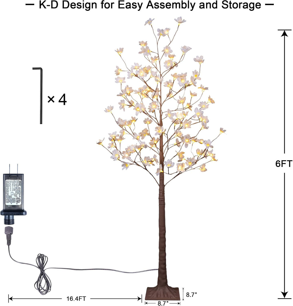 6ft lighted white magnolia tree 120 led artificial, package contents