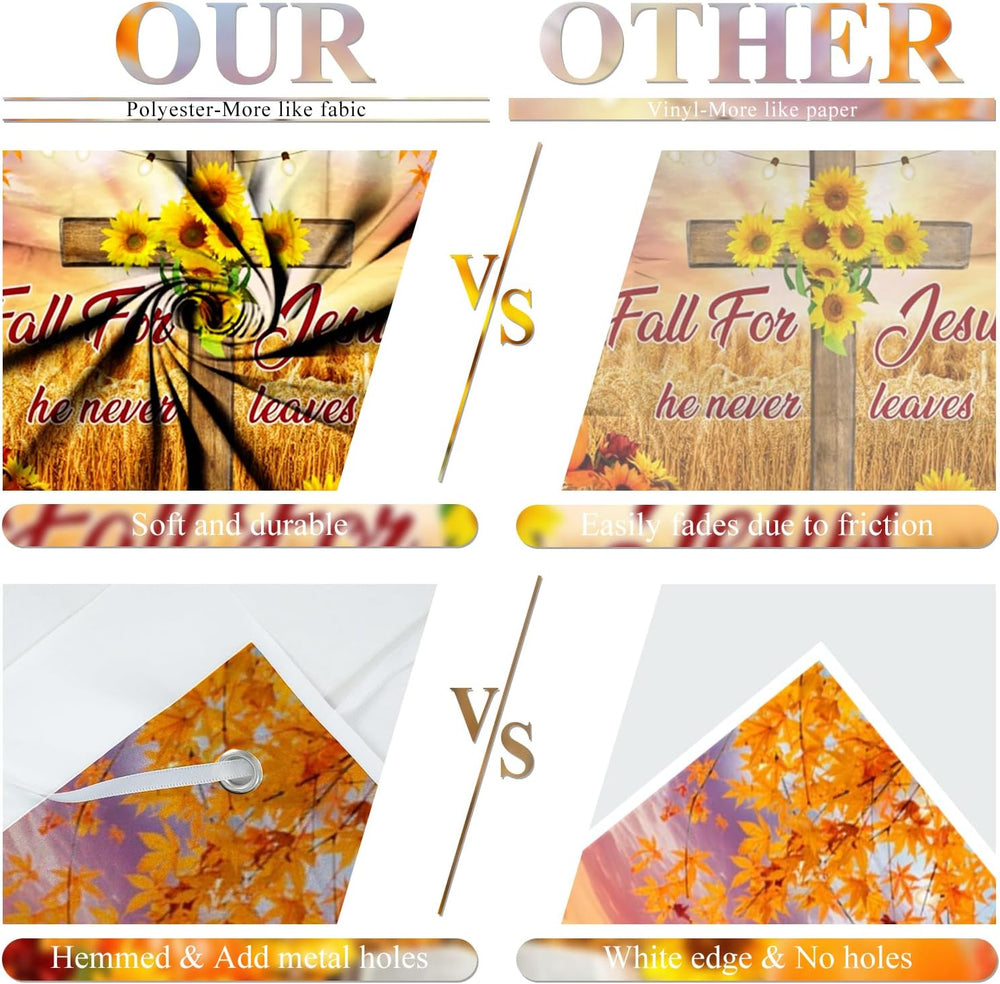 Fall for Jesus Backdrop 10x8ft He Never Leaves Banner Photography Background ...