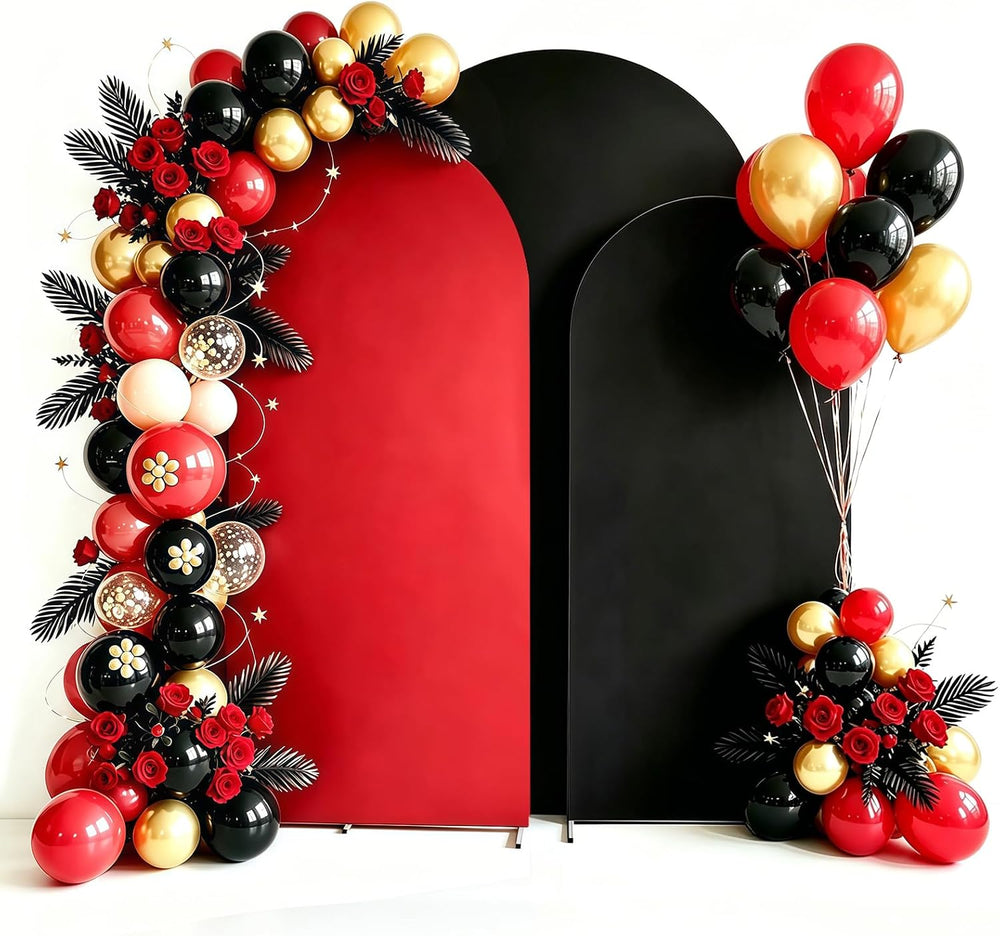 6FT,6.6FT,7.2FT Black,Red,Wedding Arch Cover Set of 3 Decor