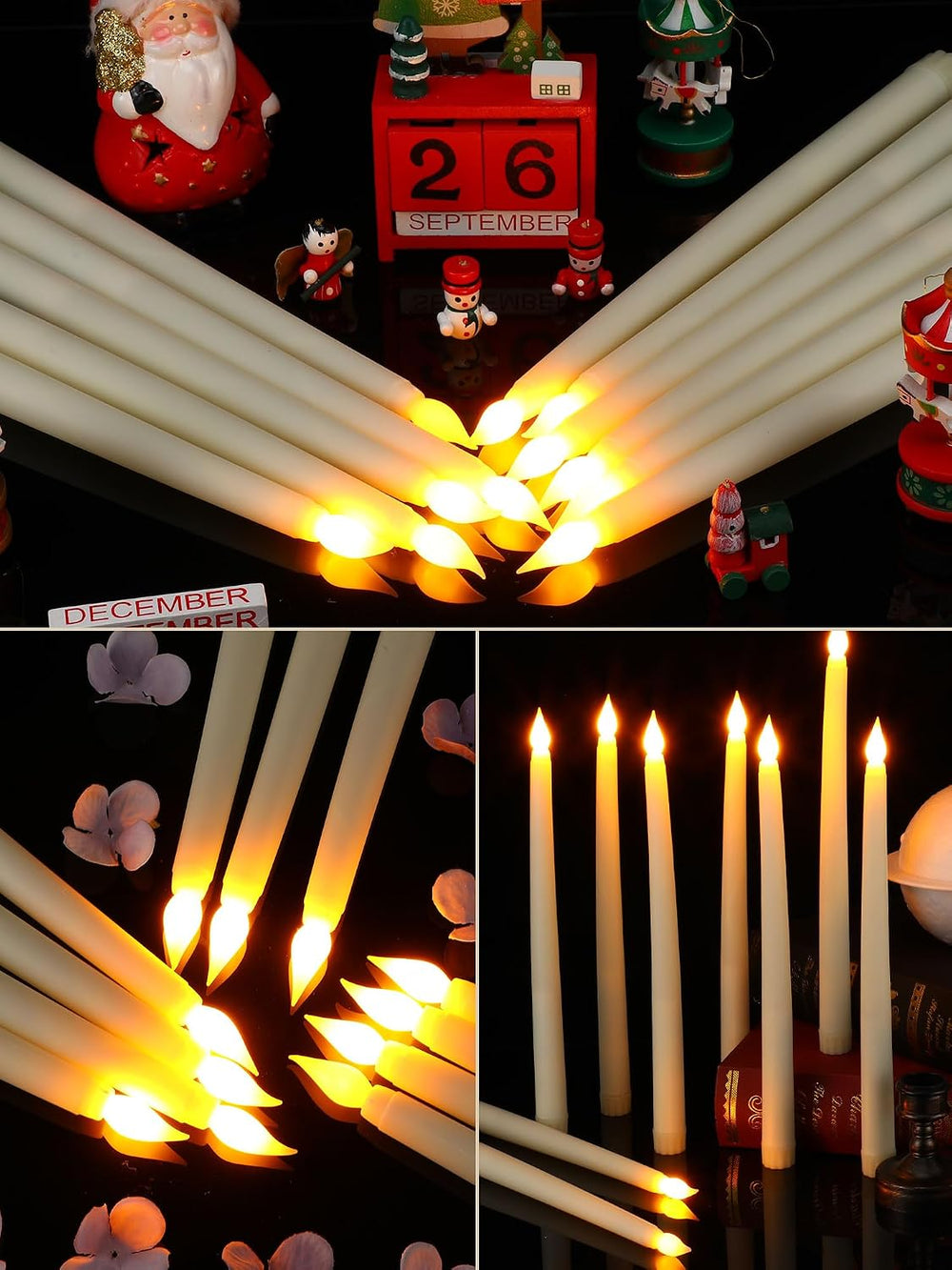 Treela 36 Pcs Flameless Taper Candle, Ivory White, 0.8x11 Inches, Smooth