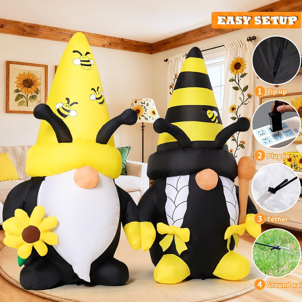 goosh 6 ft long spring inflatables gnomes decorations showing dimensions
