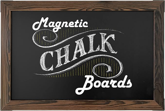 Loddie Doddie Magnetic Chalkboard Sign - 20 x 30 in Rustic Wood Frame - Easy-Erase Surface & Chalkboard Calendar for Wall - Magnet Board for Wall