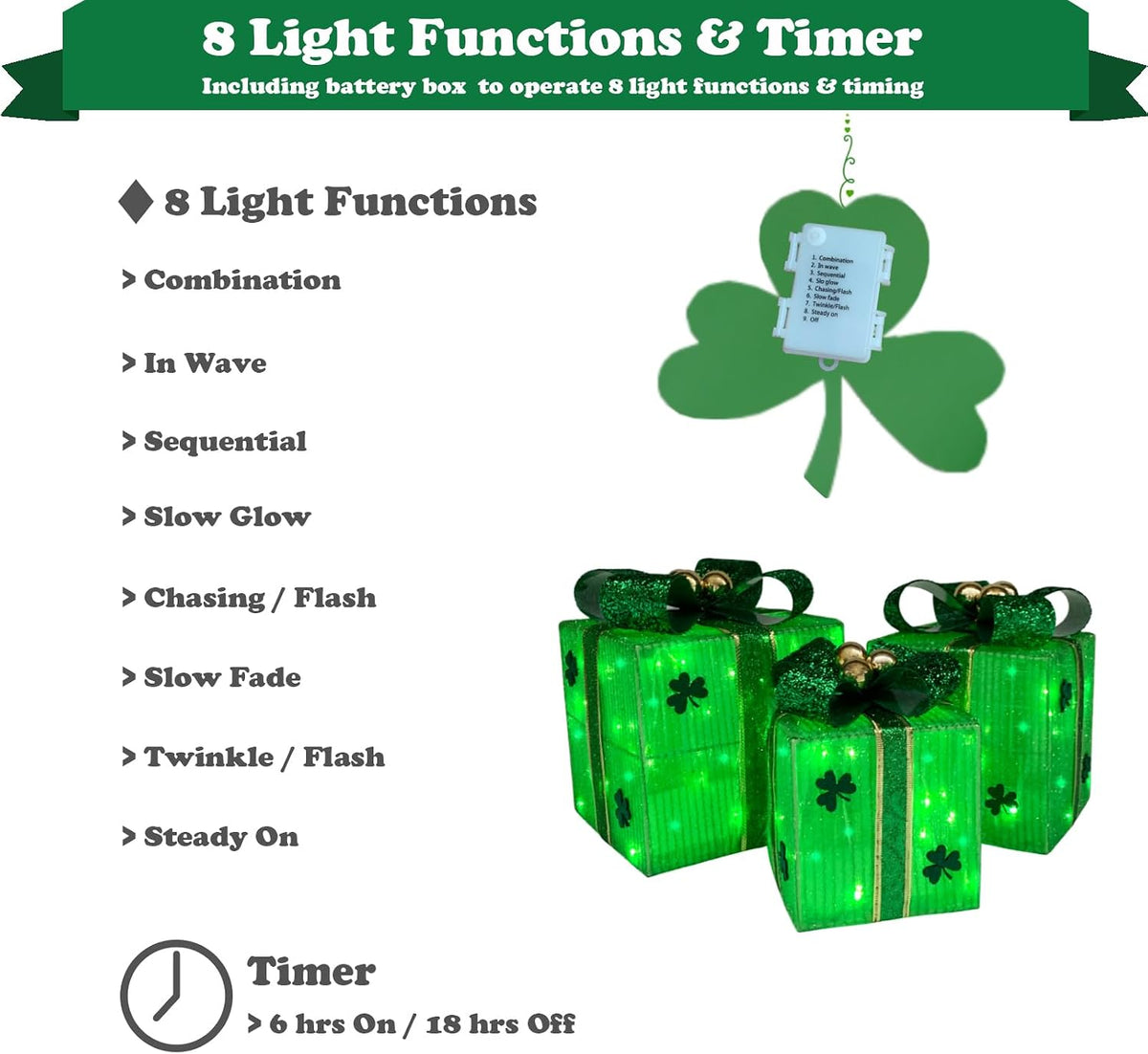 christmas lighted gift boxes set of 3, christmas, side view