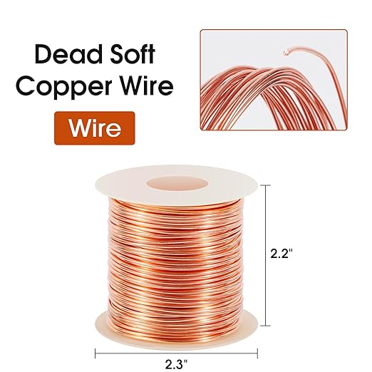 16 Gauge/ 1.3 mm 127 Feet 1 Pound Dead Soft Copper Wire for Electroculture Gardening, Jewelry Making, Beading, Science Projects, DIY Artwork
