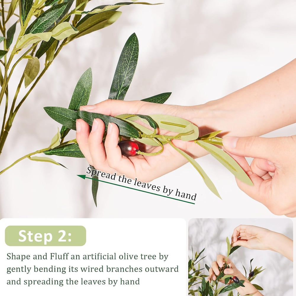 5ft Artificial Olive Trees Indoor, Faux Olive Tree with Natural Wood