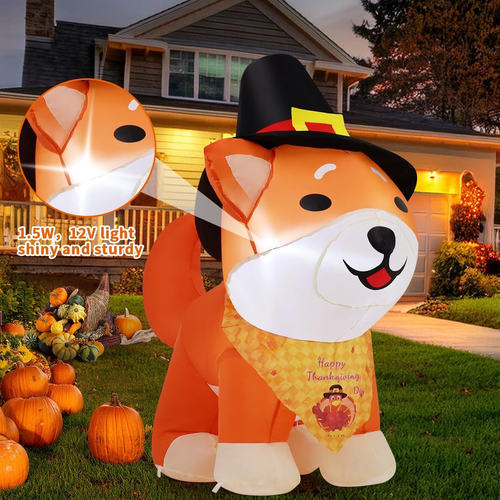 comin 4ft thanksgiving inflatables shiba inu dog in, side view
