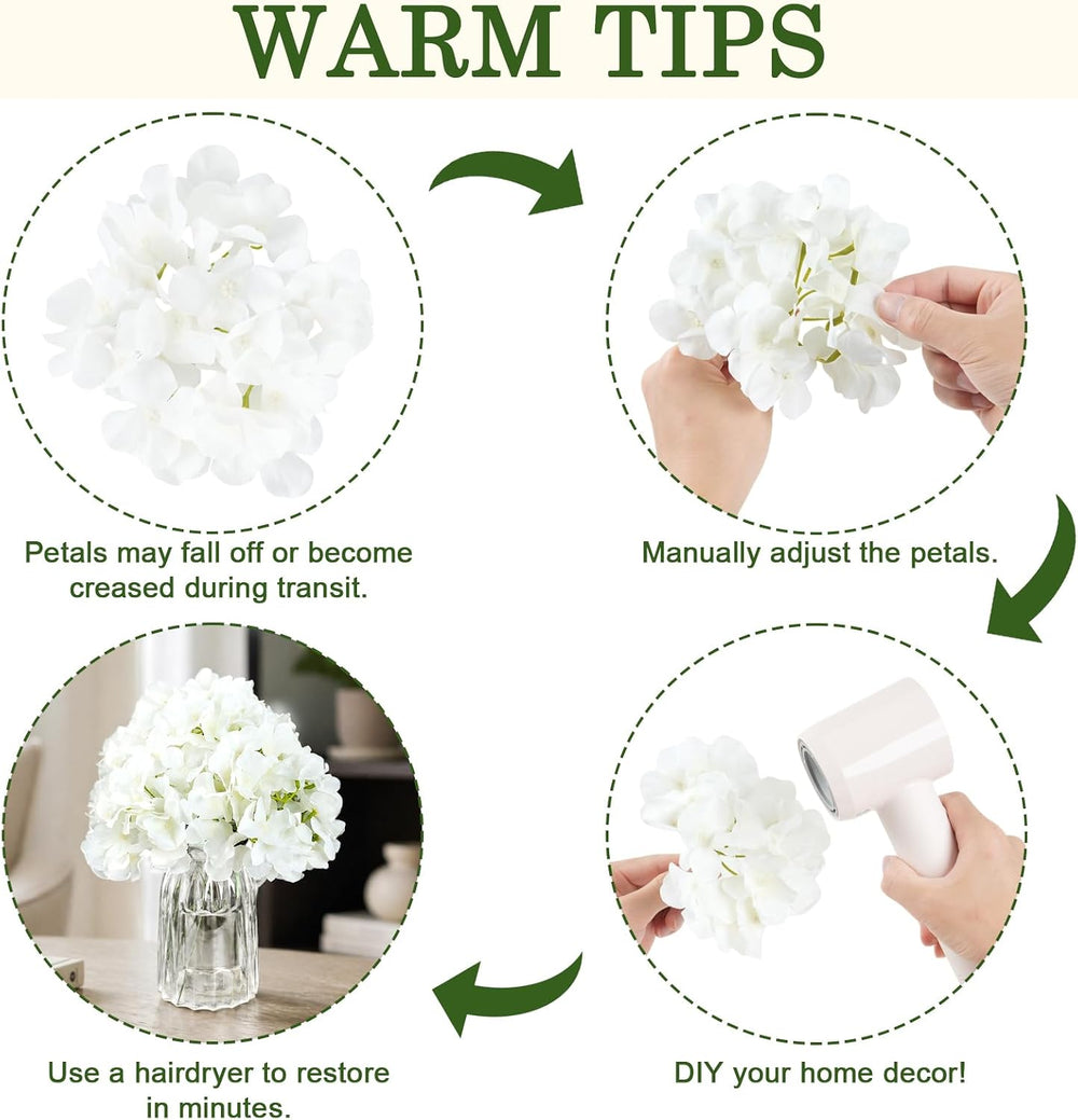 Bulk Artificial Hydrangeas, 104PCS White Faux Flower Set