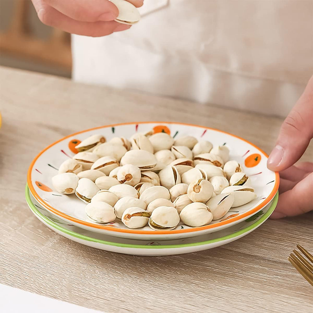 Set of 6 Ceramic Dessert, Cake, Appetizer & Snack Plates - 6 Inch Fruit P...
