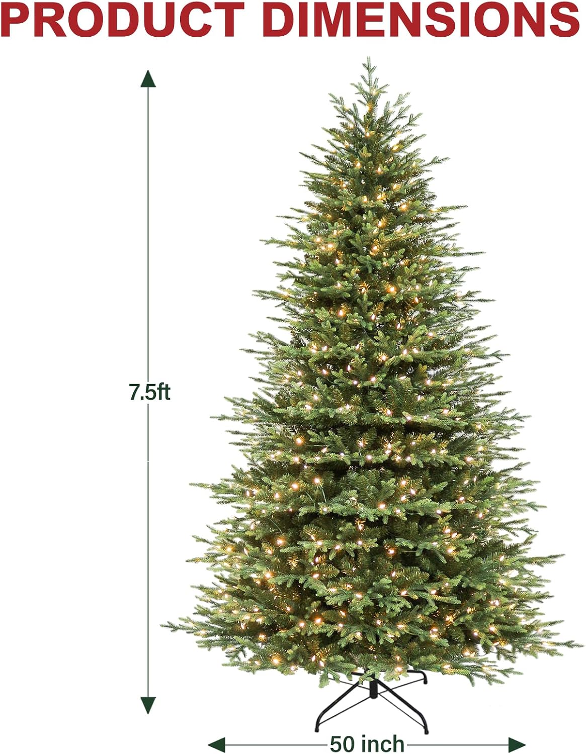 Hykolity 7.5 ft Prelit Christmas Tree with Realistic PE Foliage
