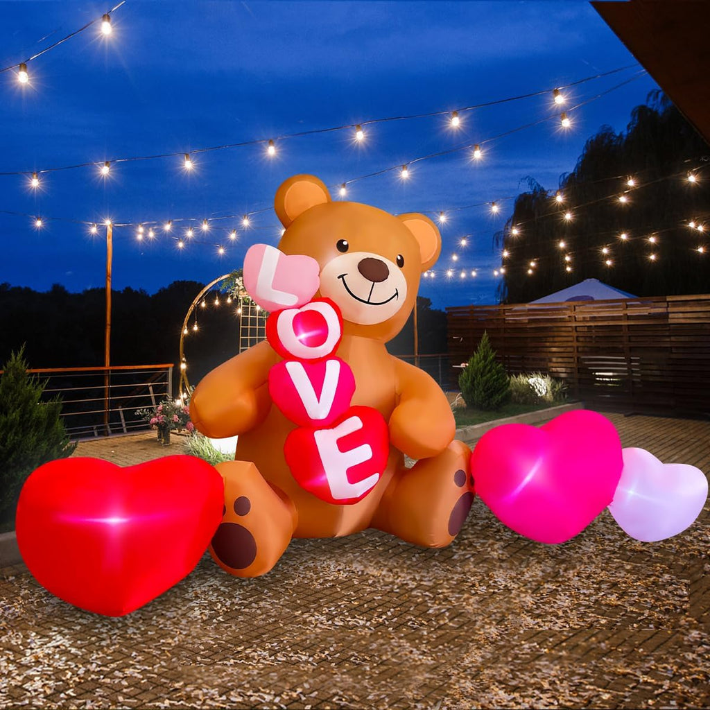 seasonblow 11 ft valentine's day inflatable sitting bear showing dimensions